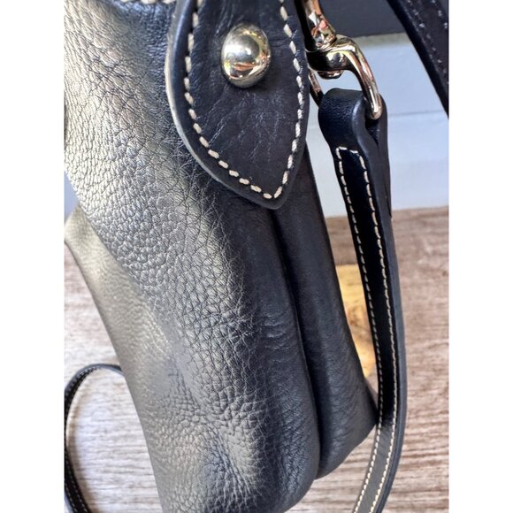 Dooney & Bourke Black Pebble Leather Satchel Crossbody Bag Top Handle Purse - Picture 8 of 10